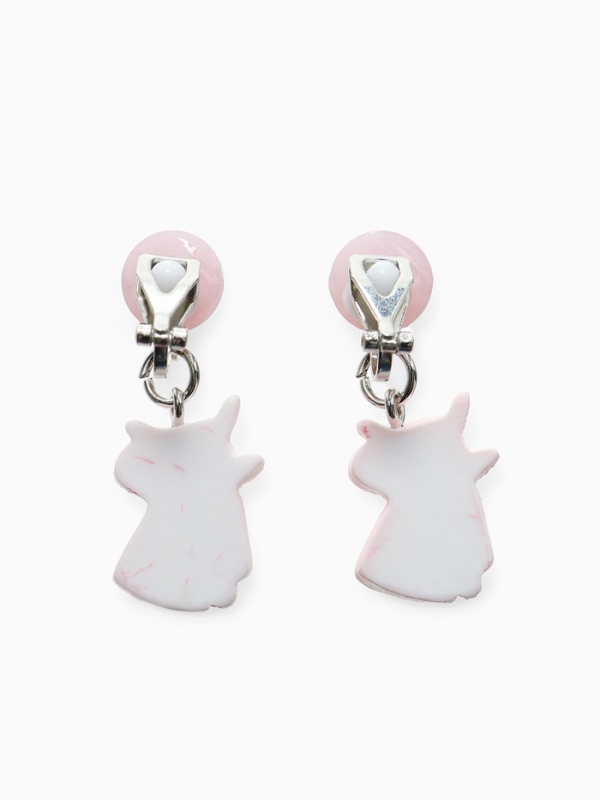 Серьги-клипсы детские "Выбражулька" единорог с жемчужиной, цвет розово-белый