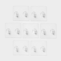 Крючки двойные самоклеящиеся настенные прозрачные, 5,6х5,6 см, 5 шт