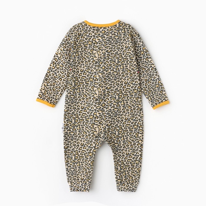 Комбинезон детский (3 шт.), цвет оранжевый/леопард/белый, рост 80 см