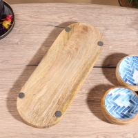 Набор розеток на подносе "Синие птицы" (3 шт) дерево манго 33,5х13х6,5 см