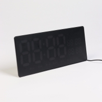 Часы электронные настенные, календарь термометр, 36.2 х 15.5 см, красные цифры 10 х 4.5 см   1076627