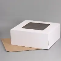 Коробка для торта, с окном, белая, 50 х 50 х 20 см