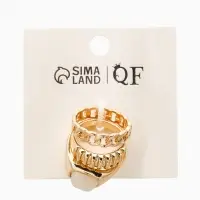 Набор колец 3 шт "Новый стиль" цепь, размер МИКС, цвет белый в золоте