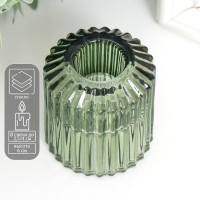 Стеклянный подсвечник на 1 свечу &laquo;Долли&raquo;, d=2.5 см, 4 см, зелёный, 6&times;5&times;5 см