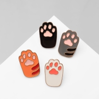 Набор значков (4 шт.) &laquo;Лапки&raquo; кошачьи, цветной в золоте