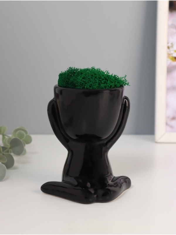 Кашпо керамика "Мистер Грин" любитель тишины 11,5*10*9 см черный