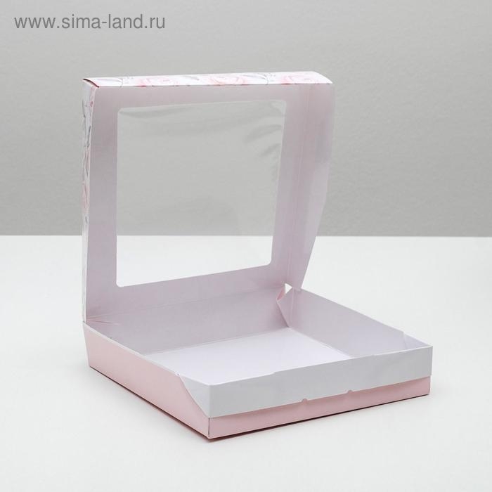 Кондитерская упаковка, коробка с ламинацией &laquo;Flowers&raquo;, 20 х 20 х 4 см