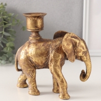 Подсвечник полистоун на 1 свечу "Индийский слон" золото 14х6х15 см