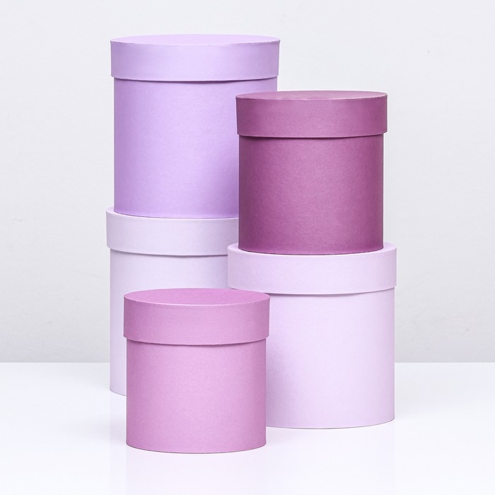 Набор круглых подарочных коробок 5 в 1 &laquo;Пудра&raquo;, 20 &times; 20 &times; 20‒13,5 &times; 13,5 &times; 13,5 см