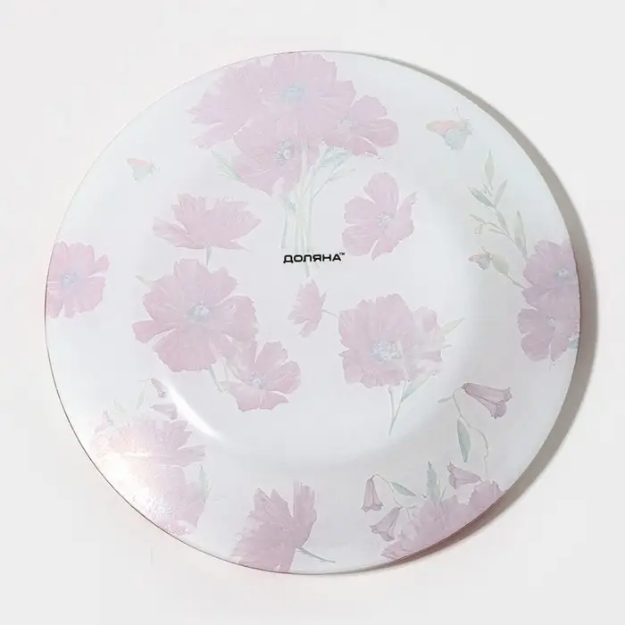 Тарелка стеклянная десертная Доляна &laquo;Красные маки&raquo;, d=20 см