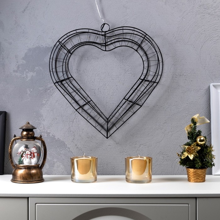 Светодиодная фигура &laquo;Сердце&raquo; 40.5 &times; 39.5 см, металл, батарейки ААх2 (не в комплекте), свечение тёплое белое