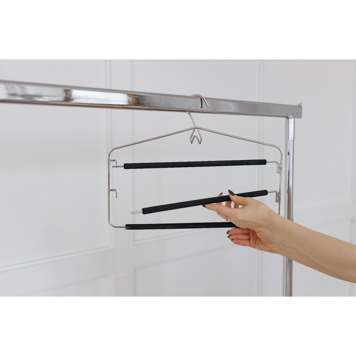 Плечики - вешалка для одежды LaDо́m Doux, 37&times;31см, многоуровневая, антискользящее покрытие, цвет чёрный