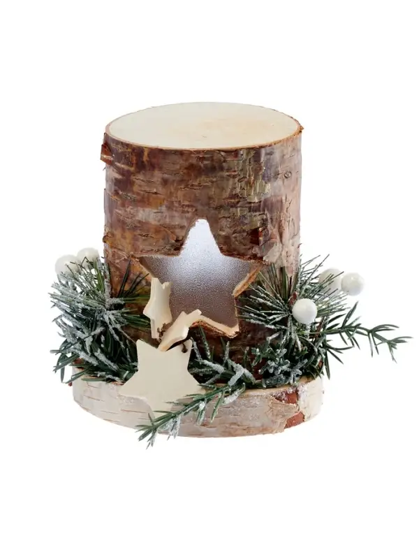 Светодиодная фигура деревянная &laquo;Декоративный пень&raquo;, 1 LED, от батареек AAAx2, свечение тёплое белое