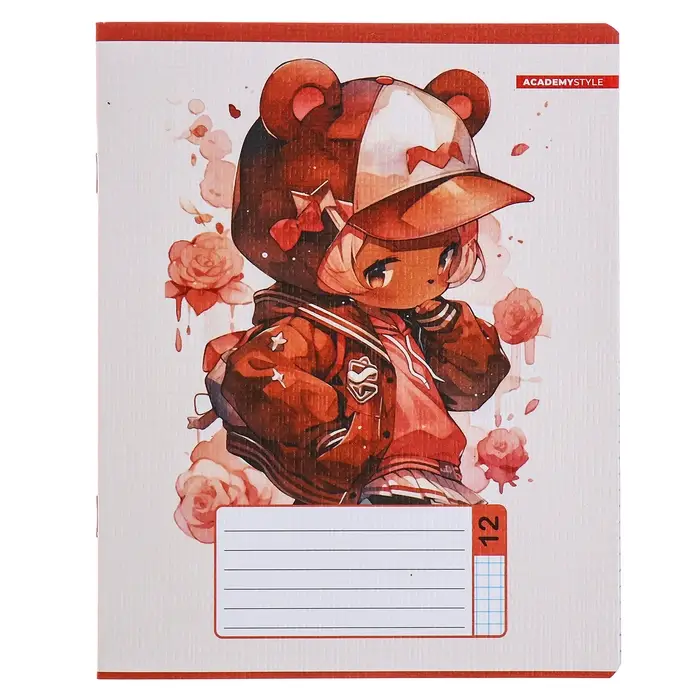 Тетрадь 12 листов в клетку &laquo;С ушками&raquo;, обложка бумага, текстура, МИКС