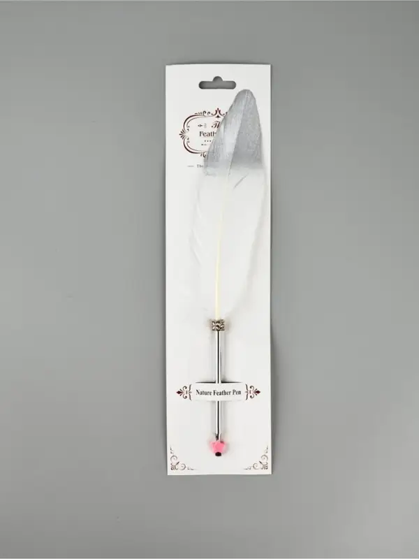 Перо белое с серебром (наконечник ручка), дл.25 см