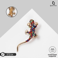 Брошь &laquo;Ящерица&raquo;, цветная в золоте