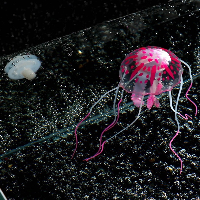 Декор для аквариума Декор для аквариума "Медуза" силиконовая, флуоресцентная, 5 х 5 х 15 см, розовая