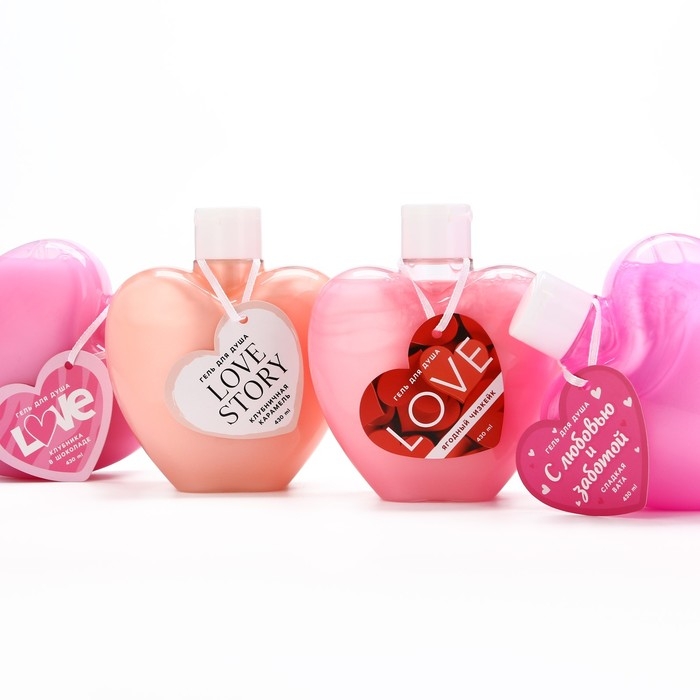 Гель для душа Love story, 430 мл, аромат клубничной карамели, ЧИСТОЕ СЧАСТЬЕ