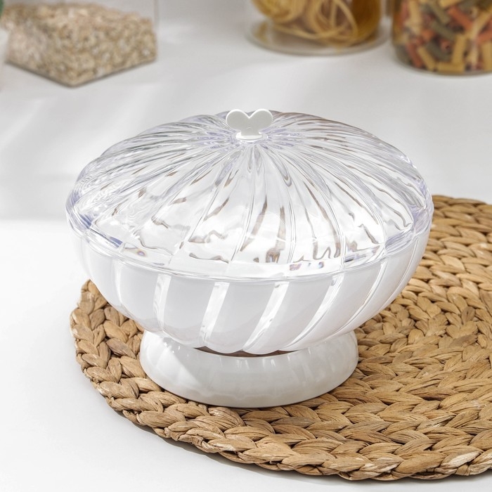 Ваза для хлеба и фруктов &laquo;Грация&raquo;, 1,5 л, h=14,5 см, d=21 см, цвет белый