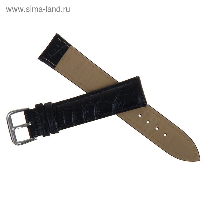 Ремешок для часов Ремешок для часов "Соломон", 20 мм, натуральная кожа, l-20 см, черный
