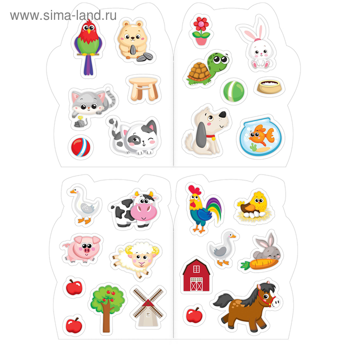 Раскраски набор &laquo;Котёнок и друзья&raquo;, с наклейками, 8 шт. по 12 стр.