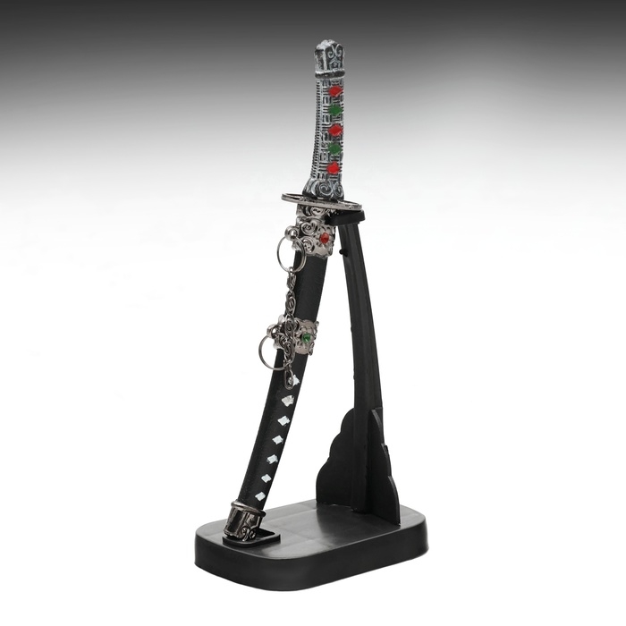 Сувенирное оружие &laquo;Катана на подставке&raquo;, коричневые ножны, микс, 17см