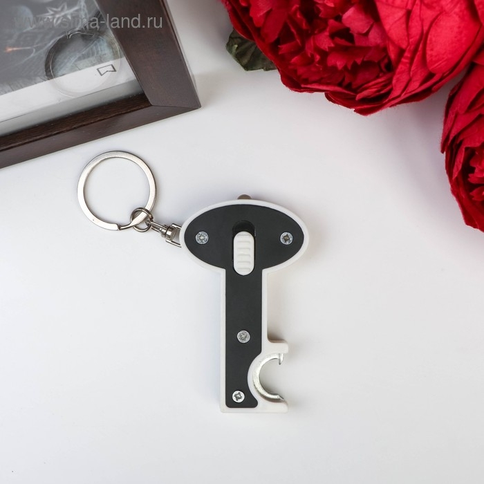 Фонарик на кольце+открывашка Фонарик на кольце+открывашка "Ключ" МИКС 8,5х4х1 см