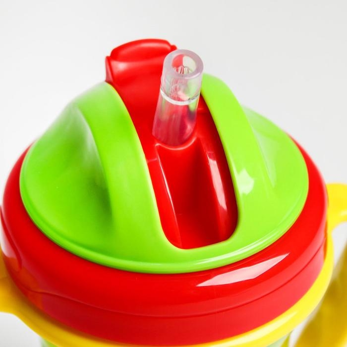 Поильник - непроливайка детский с силиконовой трубочкой &laquo;Мой медвежонок&raquo;, 240 мл., с ручками, цвет зеленый