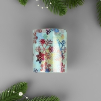 Новый год! Фатин со снежинками, с разноцветным тиснением, 7,5 см, 11 &plusmn; 1 г/кв.м, 9,1 &plusmn; 0,5 м, цвет голубой №11