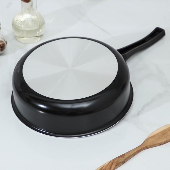 Сотейник Promo, 2.8 л, d=24 см, стеклянная крышка, антипригарное покрытие, алюминий, чёрный