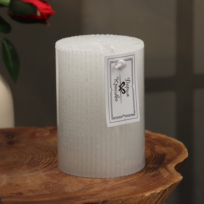 Свеча "Рельеф", 7&times;10см, перламутровый металлик