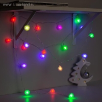 Гирлянда &laquo;Нить&raquo; 3 м с насадками &laquo;Ёжики&raquo;, IP20, прозрачная нить, 20 LED, свечение мульти (RG/RB), мигание, USB