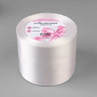 Лента атласная, 75 мм &times; 23 &plusmn; 1 м, цвет белый №01