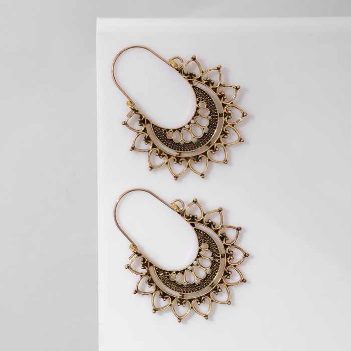 Серьги металл &laquo;Восток&raquo; солнце, цвет чернёное золото