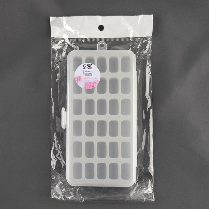 Органайзер для ниток, 18 &times; 9,5 &times; 3 см, на 30 шпулек, 2,1 &times; 1,2 &times; 1,1 см, цвет серый/прозрачный