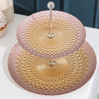 Блюдо 2-х ярусное &laquo;Барокко&raquo;, d=21/28 см, цвет золотой с розовый