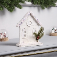 Фигура деревянная "Домик белый", 16х22х6 см, 3 LED, батарейки AAx2 (не в комплекте), свечение теплое белое Фигура деревянная "Домик белый", 16х22х6 см, 3 LED, батарейки AAx2 (не в комплекте), свечение теплое белое