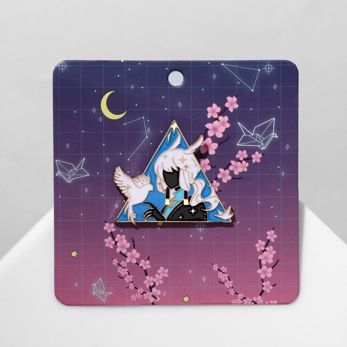 Значок «Япония» девушка с птицей, цветной в золоте Значок «Япония» девушка с птицей, цветной в золоте