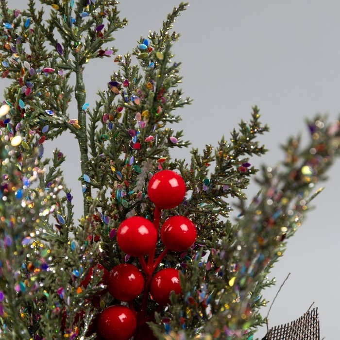 Фигура светодиодная &laquo;Ель и ягоды&raquo; 30 x 23 x 20 см, 10 LED, батарейки AG13x3 (в комплекте), свечение тёплое белое