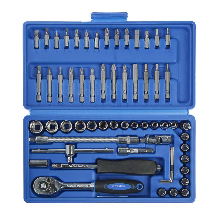 Набор инструментов в кейсе ТУНДРА, автомобильный, CrV, 1/4 Набор инструментов в кейсе ТУНДРА, автомобильный, CrV, 1/4", 59 предметов