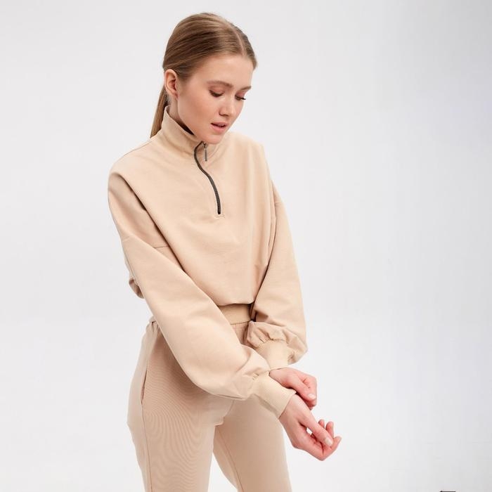 Костюм (свитшот, брюки) MINAKU: Casual Collection цвет бежевый, размер 42 Костюм (свитшот, брюки) MINAKU: Casual Collection цвет бежевый, размер 42