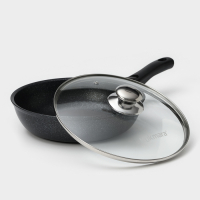 Набор кухонной посуды «Мраморная №3», 6 предметов, крышка, съёмная ручка, антипригарное покрытие, цвет тёмный мрамор Набор кухонной посуды «Мраморная №3», 6 предметов, крышка, съёмная ручка, антипригарное покрытие, цвет тёмный мрамор