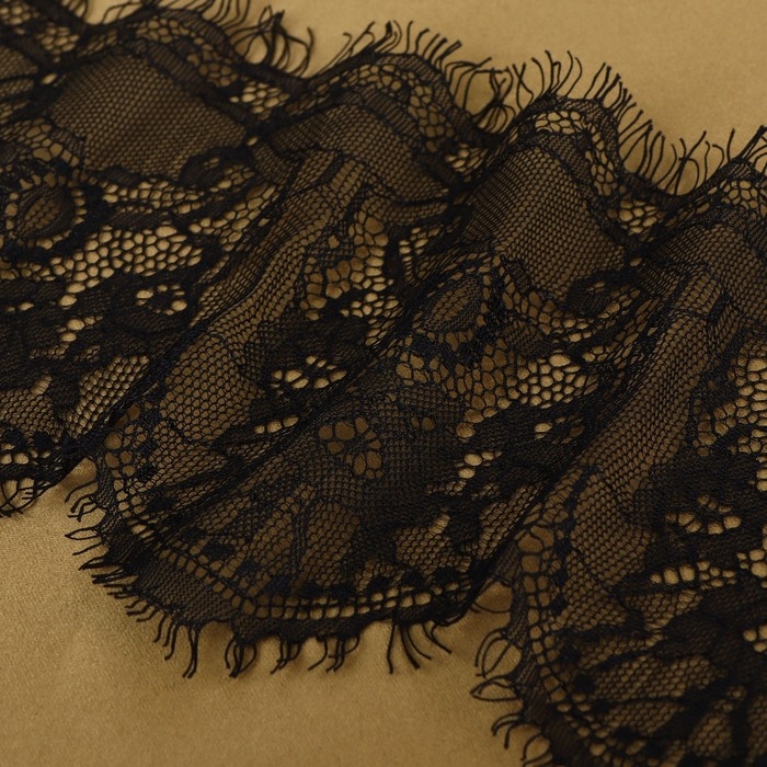 Кружево реснички, 150 мм &times; 3 &plusmn; 0,5 м, цвет чёрный