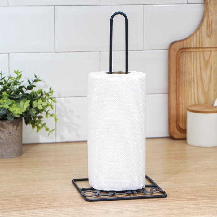 Держатель для бумажных полотенец Доляна, 13,5&times;15,5&times;29 см, цвет чёрный