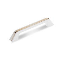 Ручка-скоба, м/о 96 мм, цвет белый, с золотой вставкой Ручка-скоба, м/о 96 мм, цвет белый, с золотой вставкой