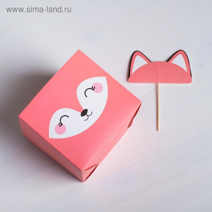 Коробка для цветов с топпером &laquo;Лисичка&raquo;, 11 х 12 х 10 см