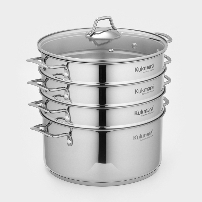 Мантоварка 3в1, 6 л, d=26 см, 3 секции, стеклянная крышка, капсульное дно, индукция