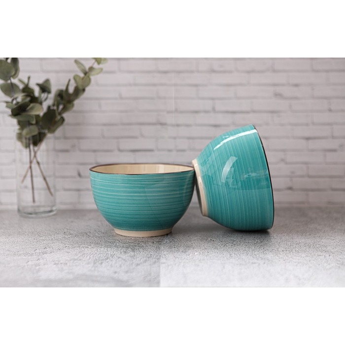 Салатник керамический Доляна &laquo;Морской мир&raquo;, 800 мл, d=14 см, цвет голубой