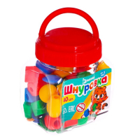 Шнуровка в банке 40 элементов &laquo;Весёлые бусинки&raquo;, по методике Монтессори