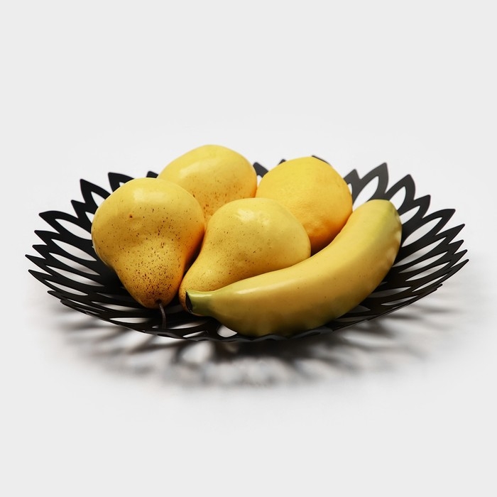 Фруктовница Доляна &laquo;Пион&raquo;, 28,5&times;28,5&times;4,5 см, цвет чёрный